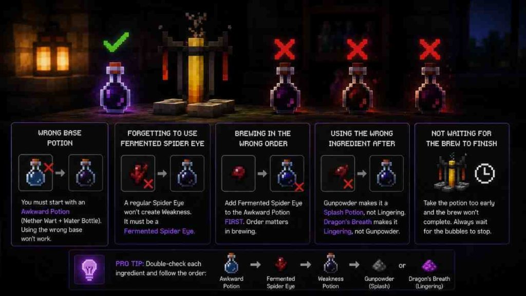 How to Make a Weakness Potion in Minecraft (Step by Step) 10 Common Mistakes