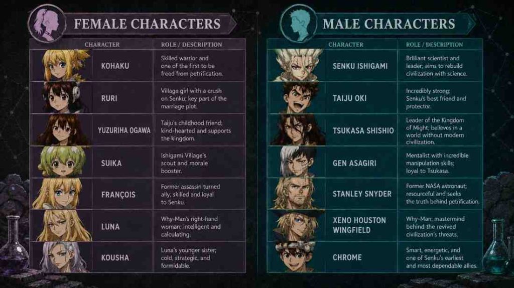 Every Major Dr. Stone Character, Explained 9 Dr Stone Characters Female vs. Male