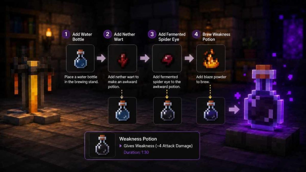 How to Make a Weakness Potion in Minecraft (Step by Step) 4 How to Make Weakness Potion