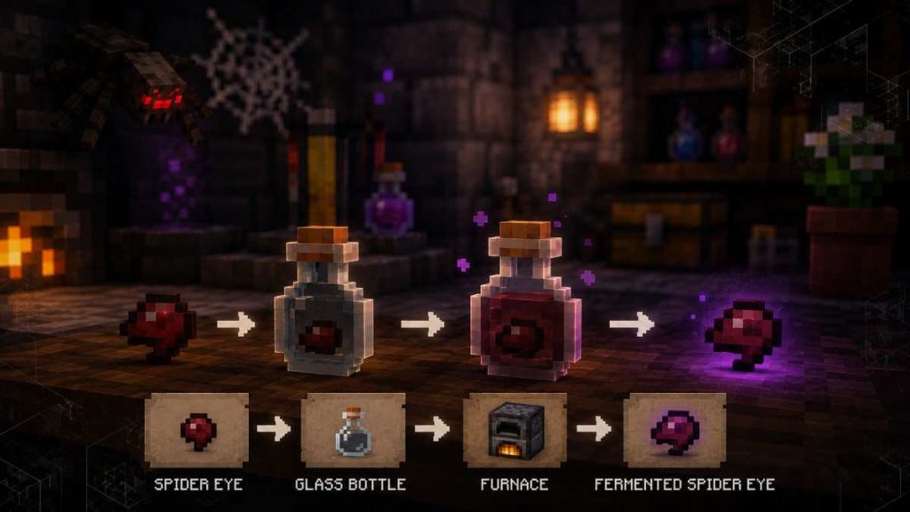 How to Make a Weakness Potion in Minecraft (Step by Step) 3 How to Make a Fermented Spider Eye