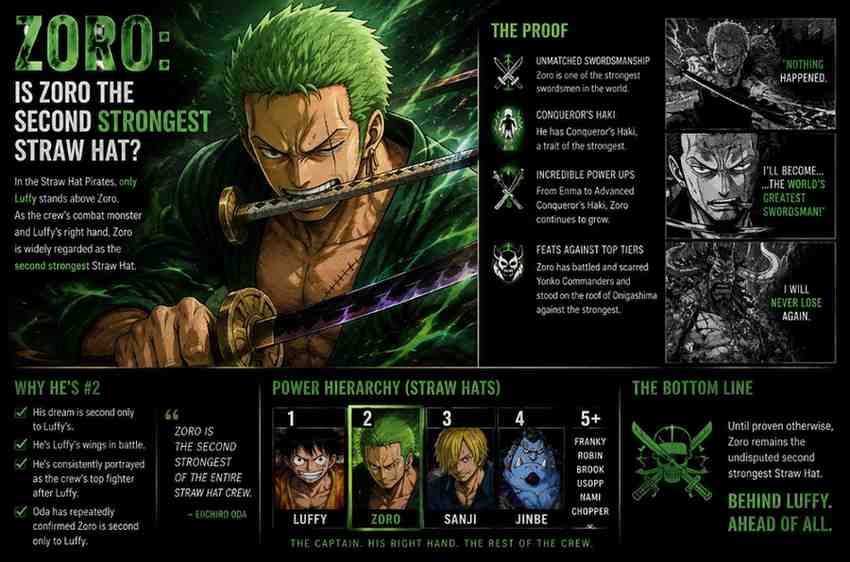 Zoro Is Zoro the Second Strongest Straw Hat